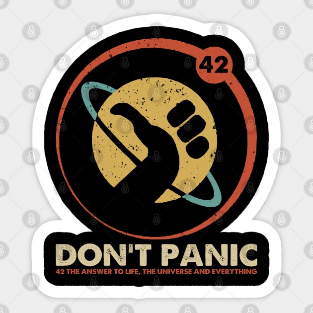 Don't Panic Funny Gift 42 Answer to Life Universe Everything Sticker by Dimma Viral